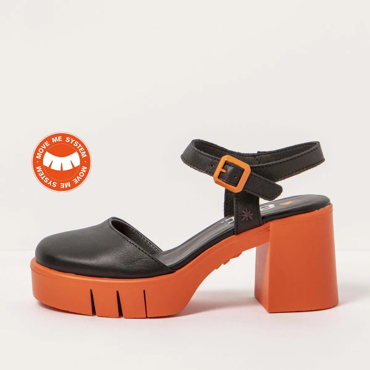 Babies en cuir à talon bottier - Noir