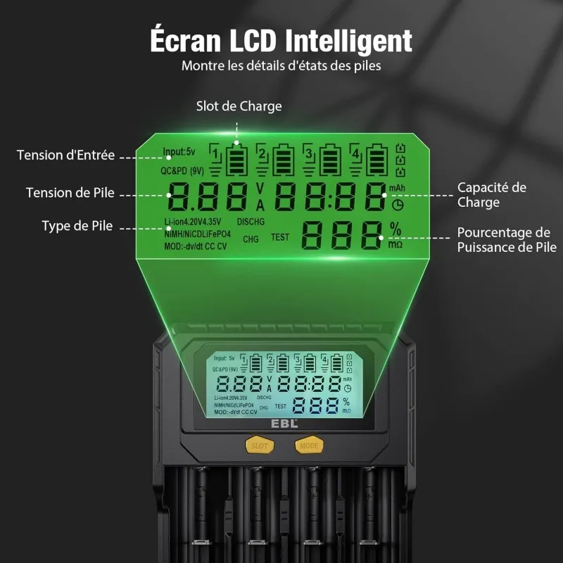 Chargeur Accu Lithium avec Écran LCD Intelligent