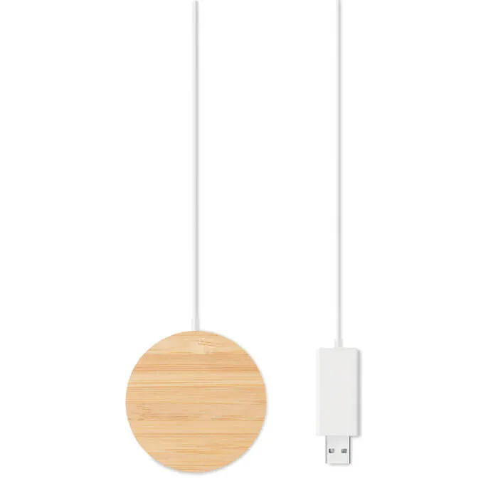 Chargeur sans fil magnétique en bambou - 10W - RUNDO MAG - Vertlapub