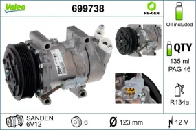 Compresseur, climatisation VALEO 699738 