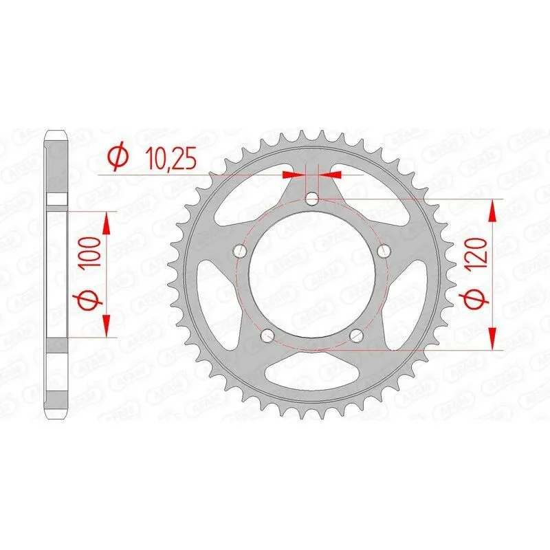 Couronne AFAM 44 dents acier pas 525 type 35802 Aprilia