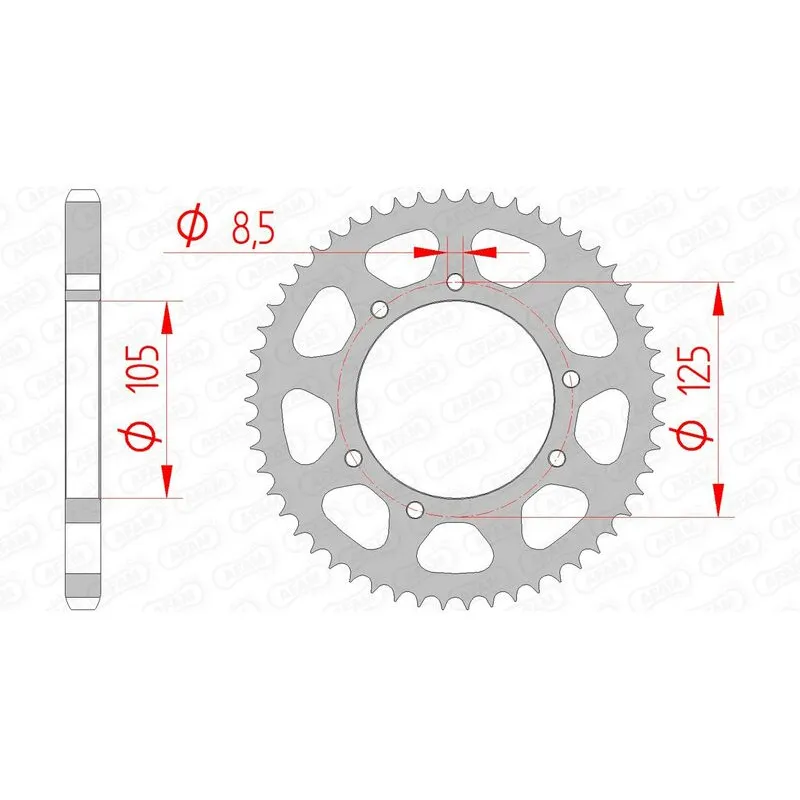 Couronne AFAM 54 dents acier pas 428 type 47200