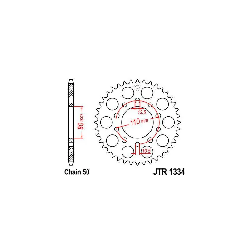 Couronne JT SPROCKETS 42 dents acier pas 530 type 1334
