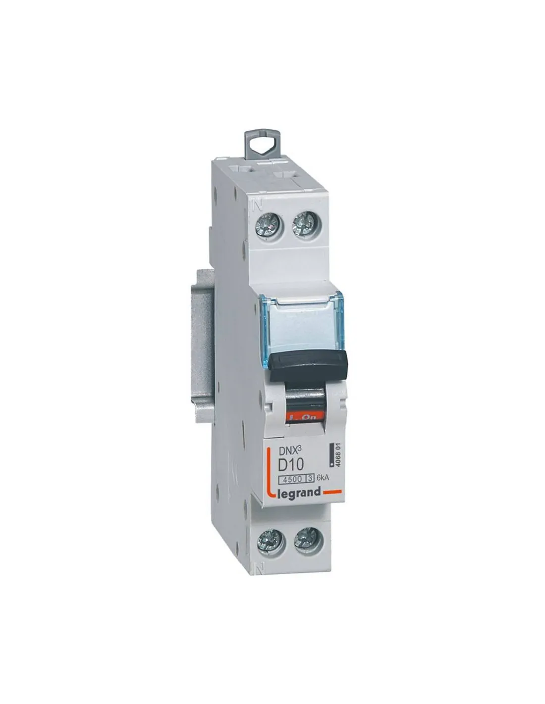 Disjoncteur DNX3 Vis/Vis U+N 230V Courbe D 10A 4,5KA 1 Module LEGRAND 406801