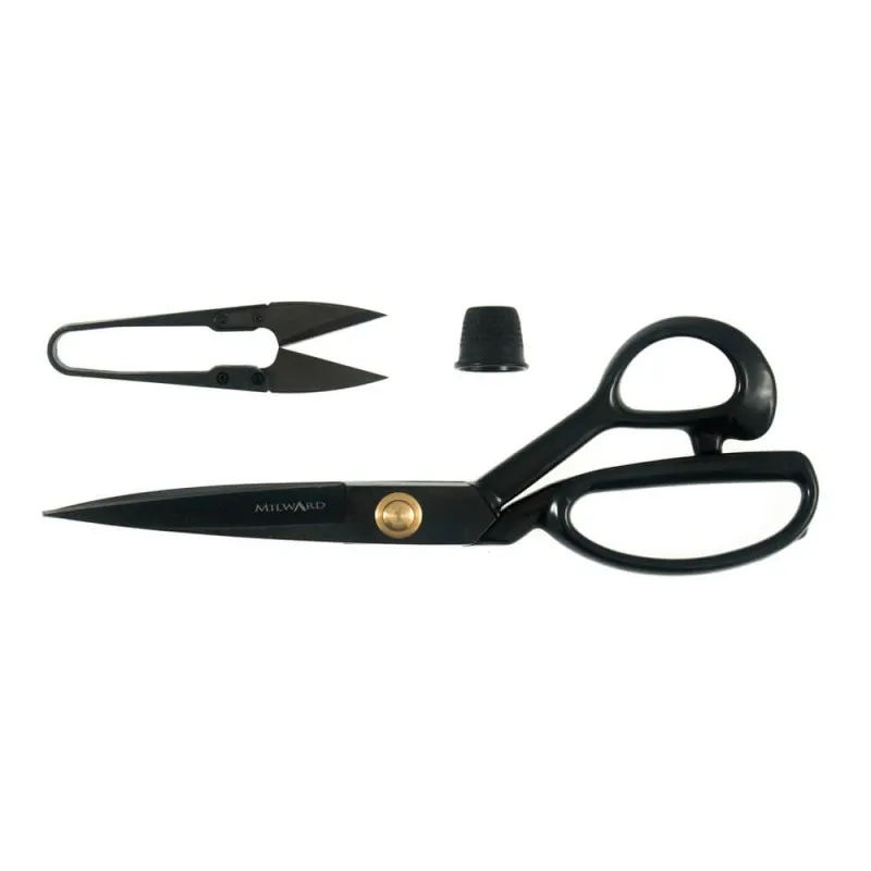 Jeu de Ciseaux avec Coupe-fil et Dé à Coudre en Noir - Milward