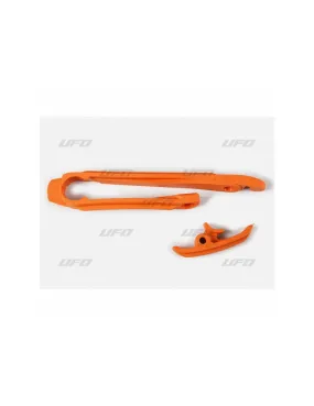 Kit patin de bras oscillant + patin de chaîne inférieur UFO orange KTM