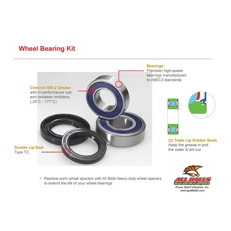 Kit roulements de roue avant ALL BALLS Suzuki DR-Z 125 L/DR125 SE