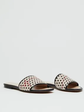 Manila Grace Ciabatta Mini Pois Flat In Pelle  Noir / Ivoire - Achetez À Prix Outlet!