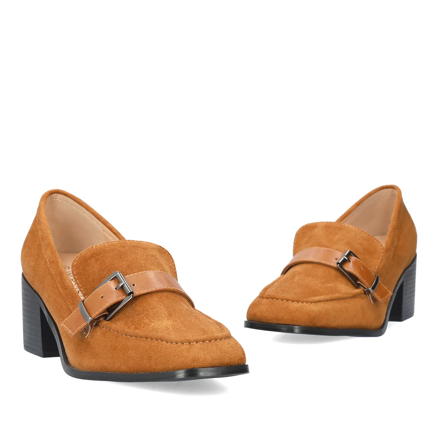 Mocassin à talon en suèdine camel
