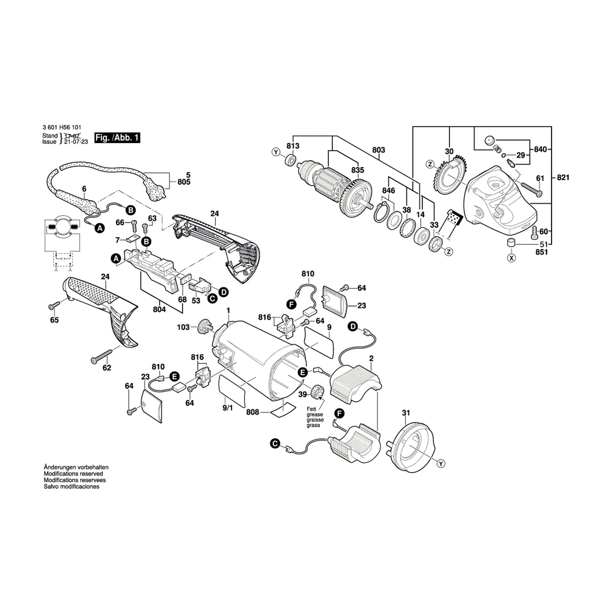 Pièces détachées Meuleuse BOSCH GWS 26-230 JH 3601H56L41