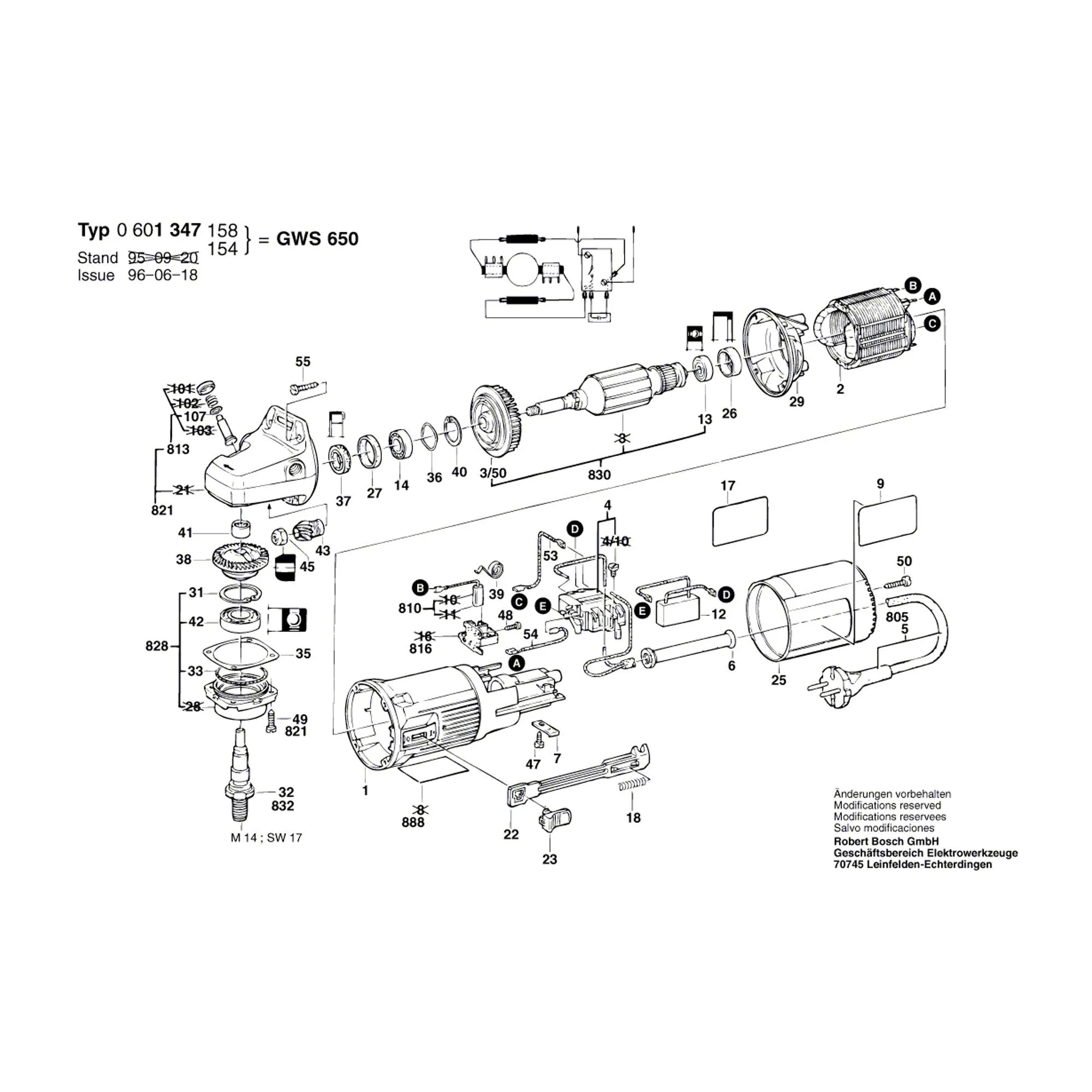 Pièces détachées Meuleuse BOSCH GWS 650 0601347158