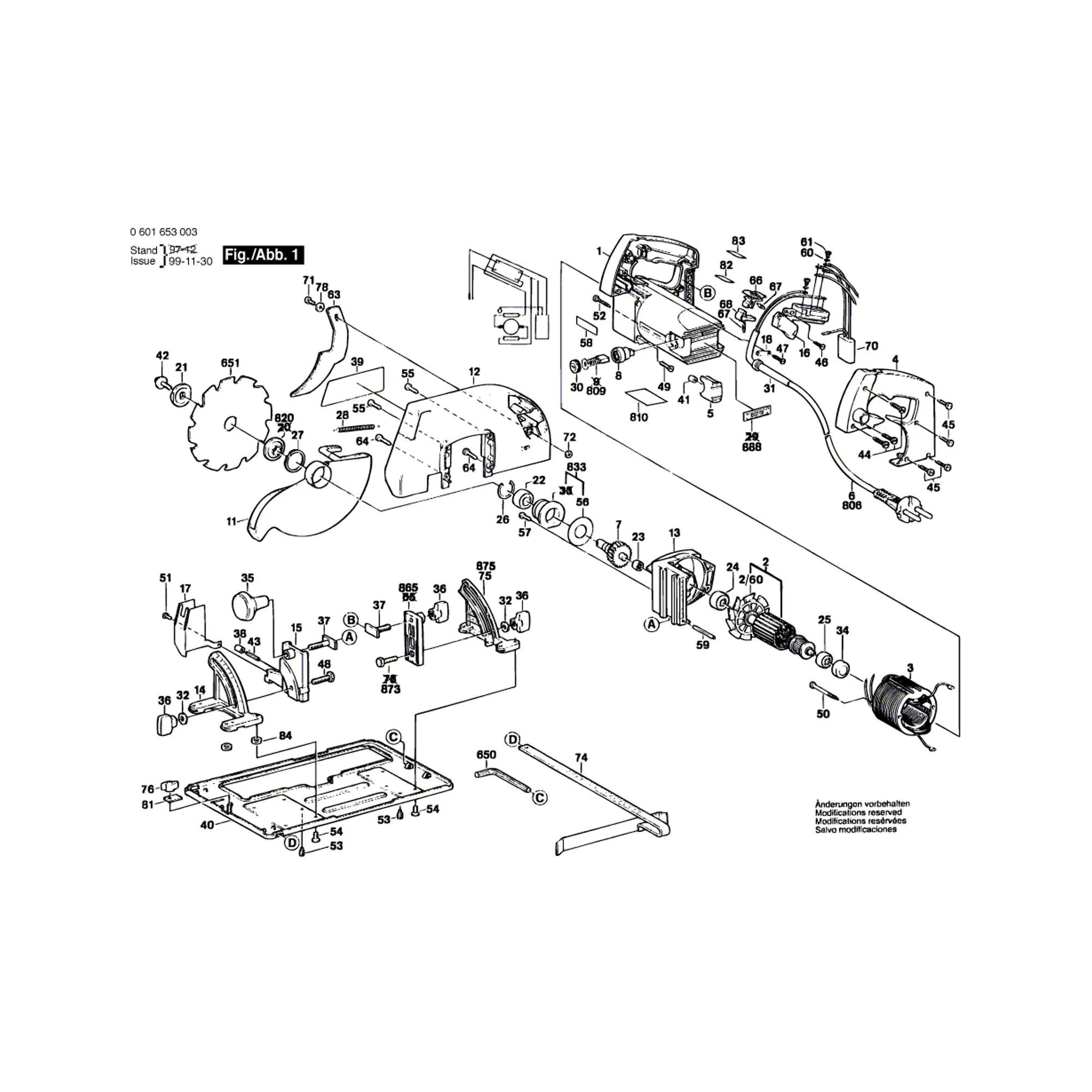 Pièces détachées Scie circulaire a main BOSCH GKS 85 S 0601653003
