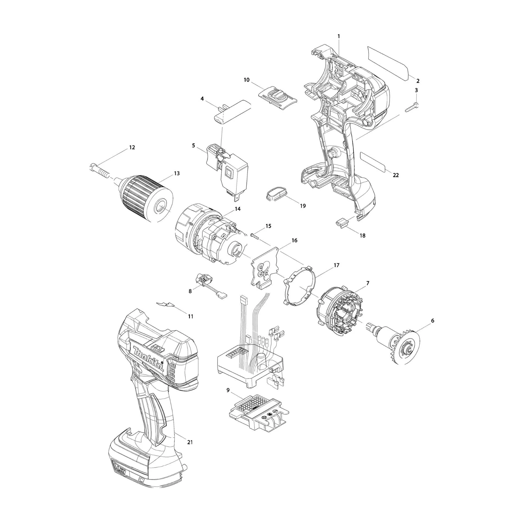 Pièces détachées Visseuse-perceuse Makita DDF470