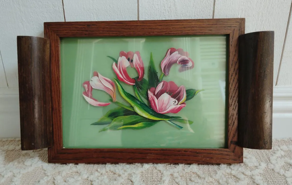 Rare et Unique : Plateau Art Déco peinture multi-couches