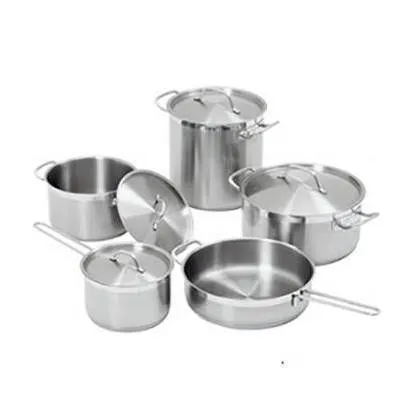 Set de 9 pièces en acier - 4 casseroles + 4 couvercles et 1 poêle
